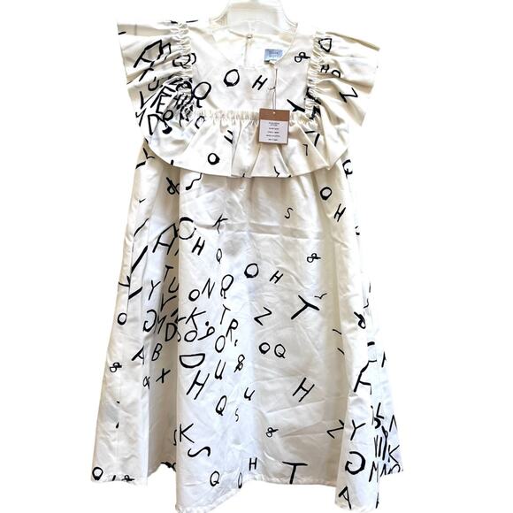 Hilda Henry Zelda ecru alphabet dress size 12 NWT - Picture 2 of 10